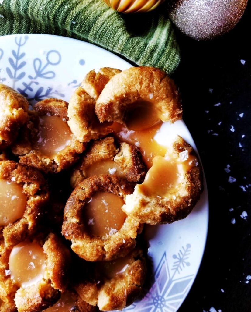 recipe for gluten free salted caramel thumbprint cookies