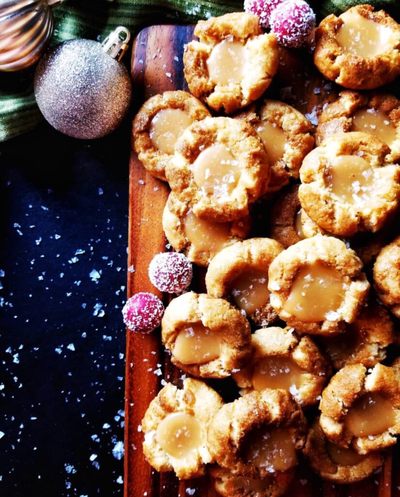 recipe for gluten free salted caramel thumbprint cookies