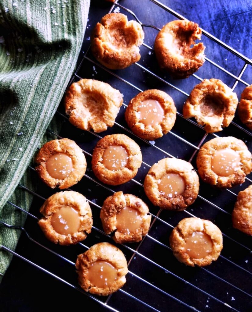 recipe for gluten free salted caramel thumbprint cookies