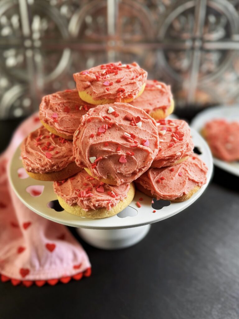 recipe for cream cheese cookies with strawberry buttercream frosting