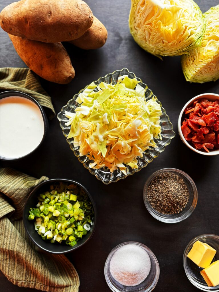 ingredients for Irish potato colcannon