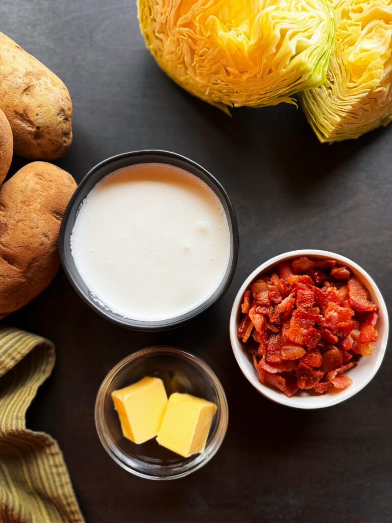 ingredients for Irish potato colcannon